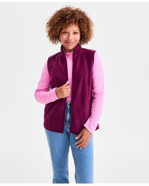 Style & Co. Zip-front Polar Fleece Vest - Red