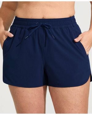 Lands' End Plus Size 3" Packable Cover-up Swim Shorts - Blue