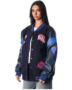 The Wild Collective New York Rangers Full-snap Varsity Jacket - Blue