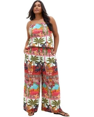 City Chic Plus Size Capri Paradise High-rise Wide-leg Pull-on Pants - Red
