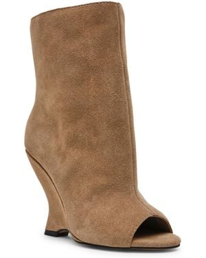 Steve Madden Rylix Peep Toe Sculpted Wedge Booties - Brown