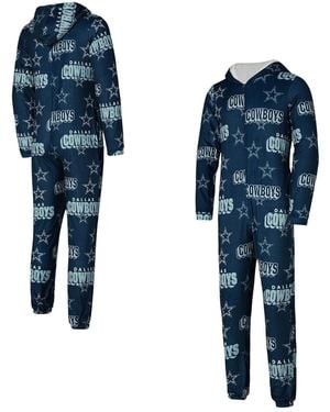 Concepts Sport Dallas Cowboys Roadway Allover Print Microfleece Full-zip Union Suit - Blue