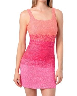 Self-Adore Ombre Hand Beaded Embellished Mini Dress - Pink