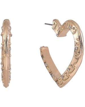 Rachel Roy Tone Textured Post Heart Earrings - White