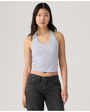 Levi's Ella Striped Halter Crop Top - Blue
