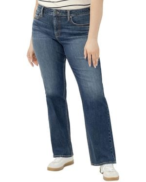 Silver Jeans Co. Plus Size Elyse Mid Rise Comfort Fit Bootcut Jeans - Blue