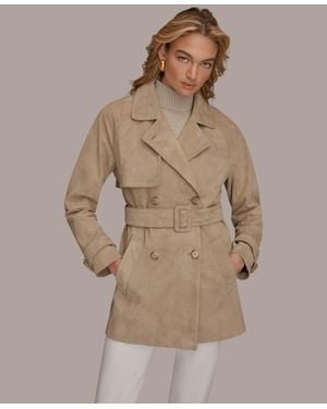 Donna Karan Double Breasted Belted Trench Coat - Brown