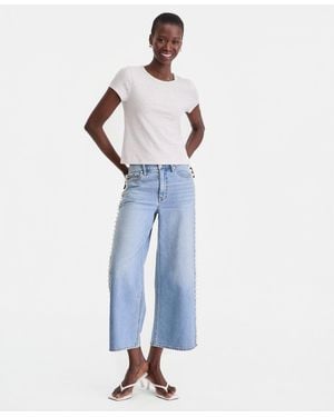 On 34th High-rise Cropped Faux-pearl-trim Jeans - Blue
