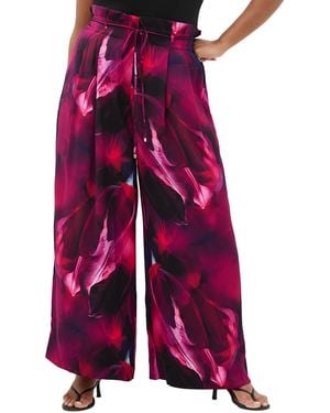 City Chic Shania Aspect Print Wide Leg Pant - Red