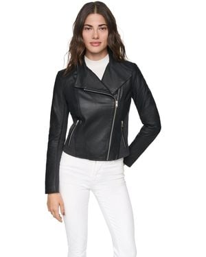 Andrew Marc Felix Moto Leather Jacket - Blue