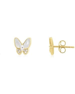 The Lovery Cz Butterfly Stud Earrings 14k Gold-plated Sterling Silver - Metallic