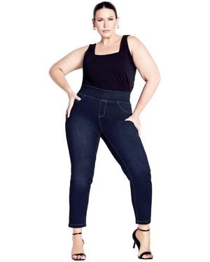 Avenue Plus Size Butter Denim Pull-on High Rise Jean - Blue