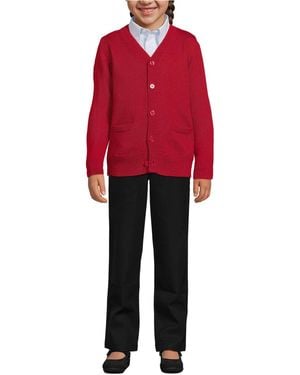 Lands' End Girls School Uniform Legacy Varsity Cardigan - Red