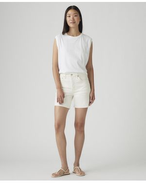 Levi's 501 Mid-thigh High Rise Straight Fit Denim Shorts - White