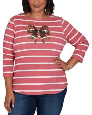 Ruby Rd. Plus Size Boat Neck 3/4-sleeve Striped T-shirt - Red