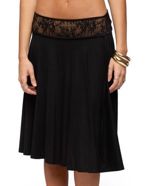 Edikted Winonah Crochet Waist Midi Skirt - Black