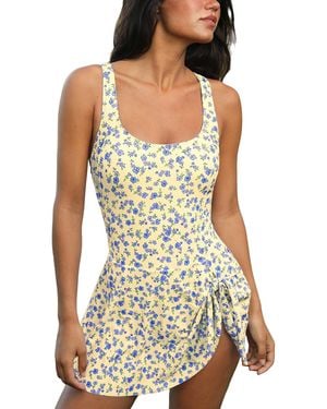 CUPSHE Scoop Neck Tie Knot One Piece Swimsuit Swim Dress - Black