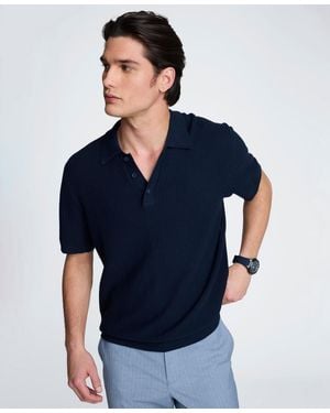 Kenneth Cole Cotton Short-sleeve Polo Sweater - Blue