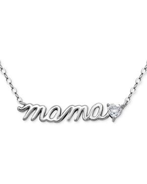 Giani Bernini Cubic Zirconia Mama Script Pendant Necklace - Metallic