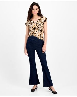 INC International Concepts Petite High-rise Pull-on Flared Jeans - Blue