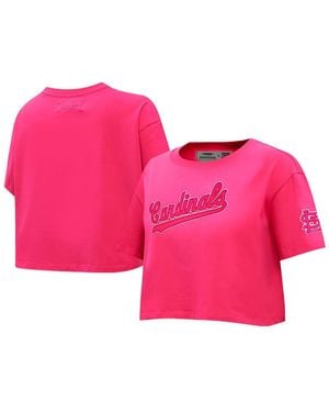 Pro Standard St. Louis Cardinals Triple Boxy Cropped T-shirt - Pink