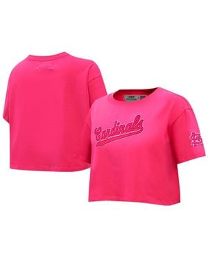 Pro Standard St. Louis Cardinals Triple Boxy Cropped T-shirt - Pink