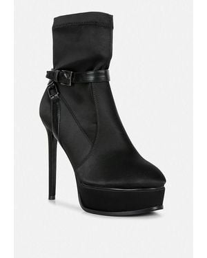 Rag & Co Doesburg Satin Stiletto Ankle Boot - Black