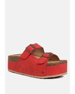 LONDON RAG Impala Studded Faux Leather Slip Ons - Red