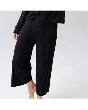 Cozy Earth Rib Knit Viscose From Bamboo Lounge Capri Pants - Black