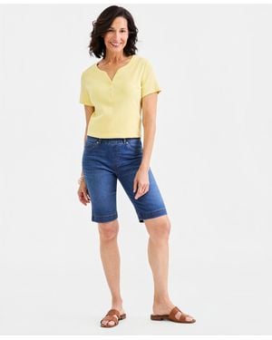 Style & Co. High Rise Pull-on Bermuda Shorts - Blue