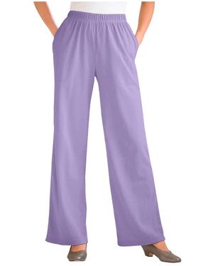 Woman Within Within Tall 7-day Knit Wide-leg Pant - Purple