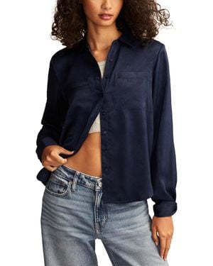 Lucky Brand Hammered-satin Button-down Shirt - Blue