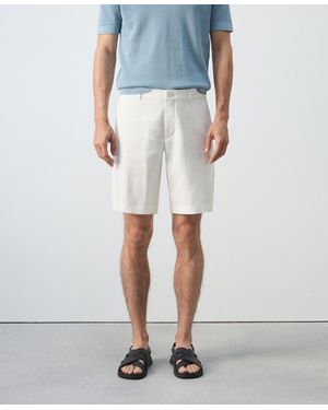 Mango Slim-fit Linen 9.84" Bermuda Shorts - Blue