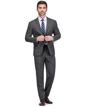 Gino Vitale 2 Piece 4 Way Stretch Notch Lapel Slim Fit Suit - Black