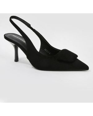 BERNESS Heddie Faux Suede Slingback Kitten Heels - Black