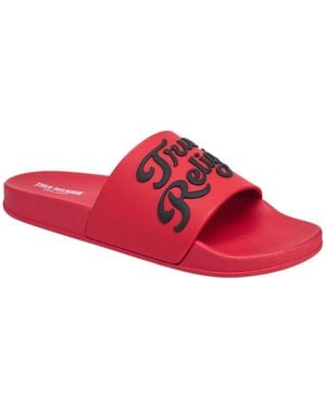 TRUE RELIGION Drake Script Logo Pool Slide - Red