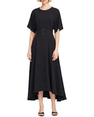 Elle Collection Belted Midi Dress - Black