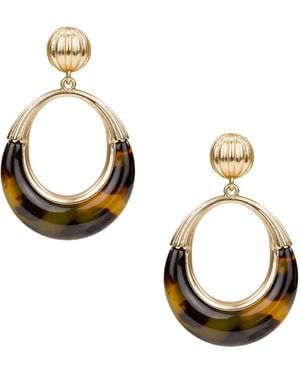 Patricia Nash Pave Tortoise Resin Collection Doorknocker Earrings - Metallic