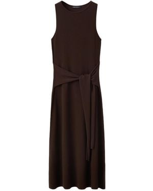 Mango Bow Detail Knitted Dress - Brown