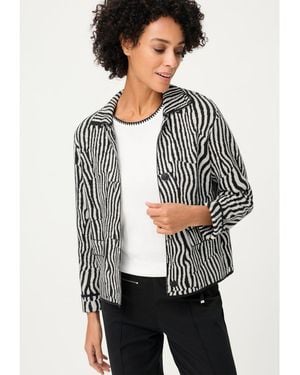 Olsen Modern Zebra Knit Cardigan - Gray