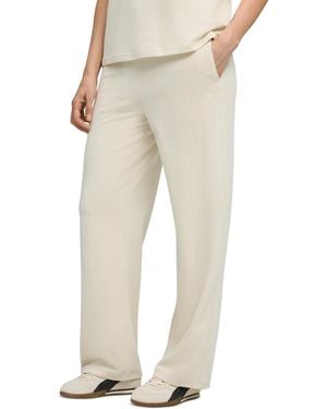 PUMA Elevated Velour Ribbed Straight Leg Pants - Natural