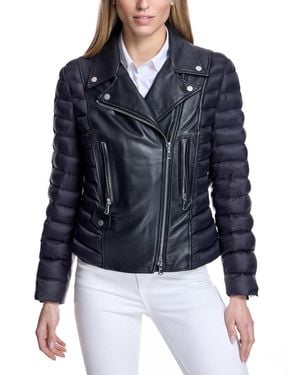 Julia & Stella By Maximilian Leather Puffer Jacket - Blue