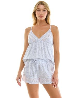 Jaclyn Intimates V-neck Cami Top And Shorts - Blue