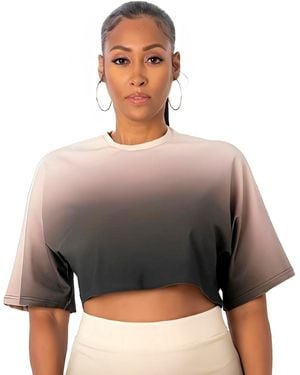 DAI MODA Ombre Oversized Crop Tee - Gray