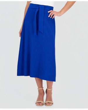 Anne Klein Essentials Petite Pull-on Tie-waist Midi Skirt - Blue