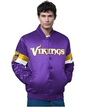 Starter Minnesota Vikings Triple Option Satin Varsity Full-snap Jacket - Purple