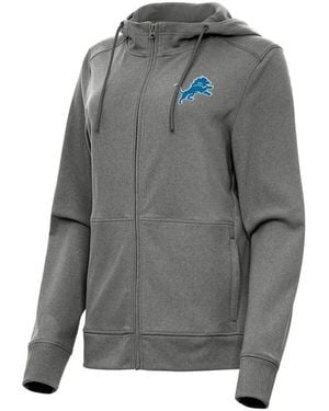 Antigua Heather Detroit Lions Seeker Full-zip Hooded Jacket - Gray