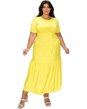 L I V D Plus Size Jourdan Tiered Maxi Dress - Yellow