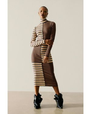 Desigual High Neck Knit Dress - Natural