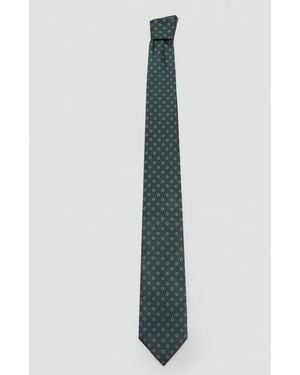 Mango Geo8 Printed Silk-blend Tie - Blue